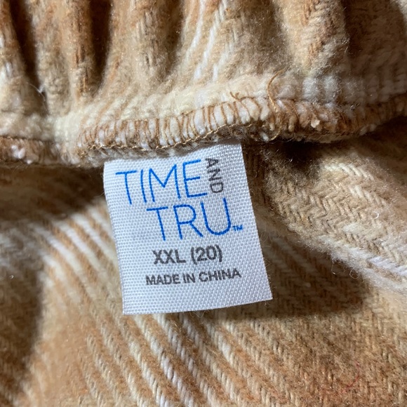 NWT Time and Tru XLorXXL camel & beige plaid faux wrap fringe heavy skirt - Picture 13 of 16